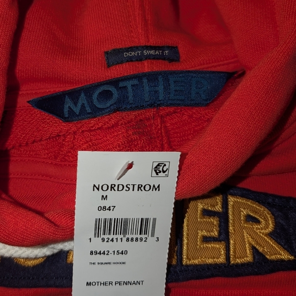 MOTHER Square Color Block Applique  Cotton Hoodie in Mother Pennant sz MED - Picture 8 of 12